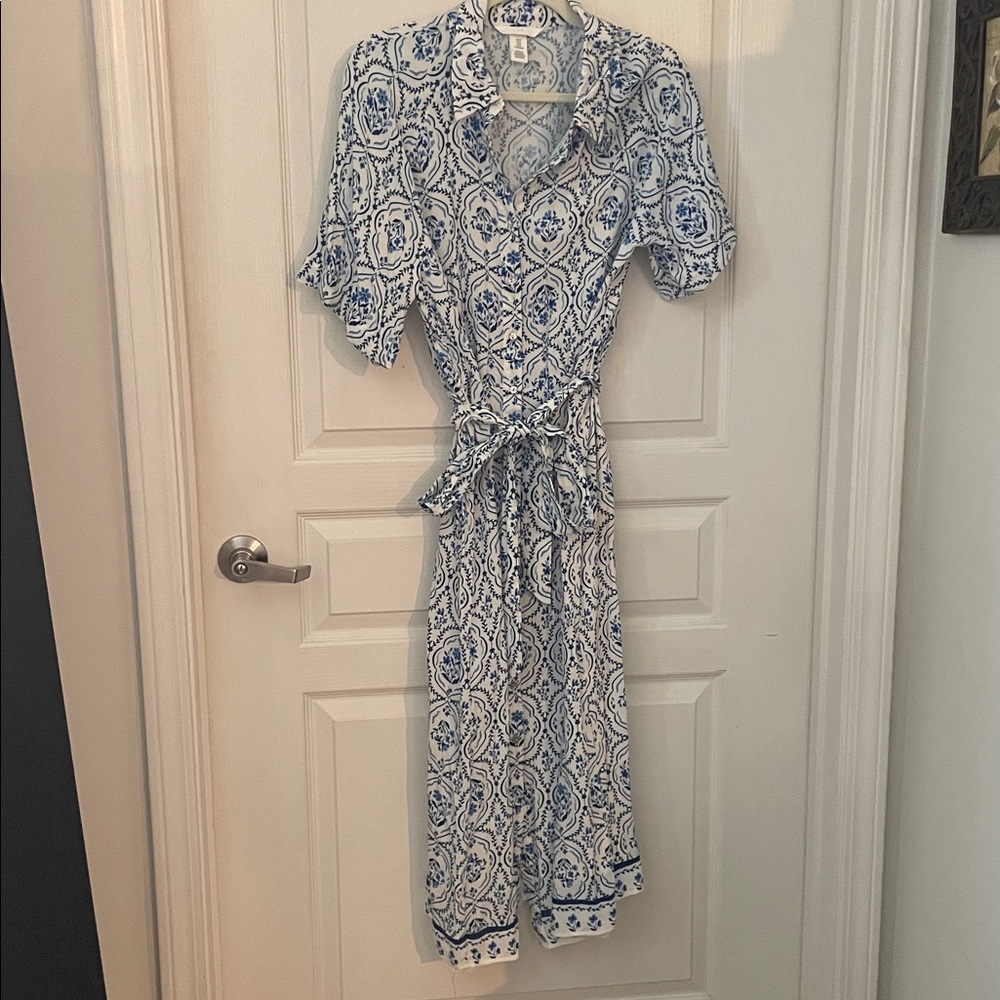 H&M Floral Blue and White Dress